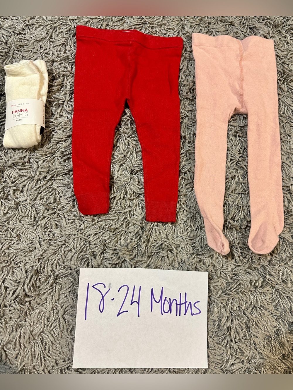 Hannah Red and Light Pink Toddler Knit Leggings Duo